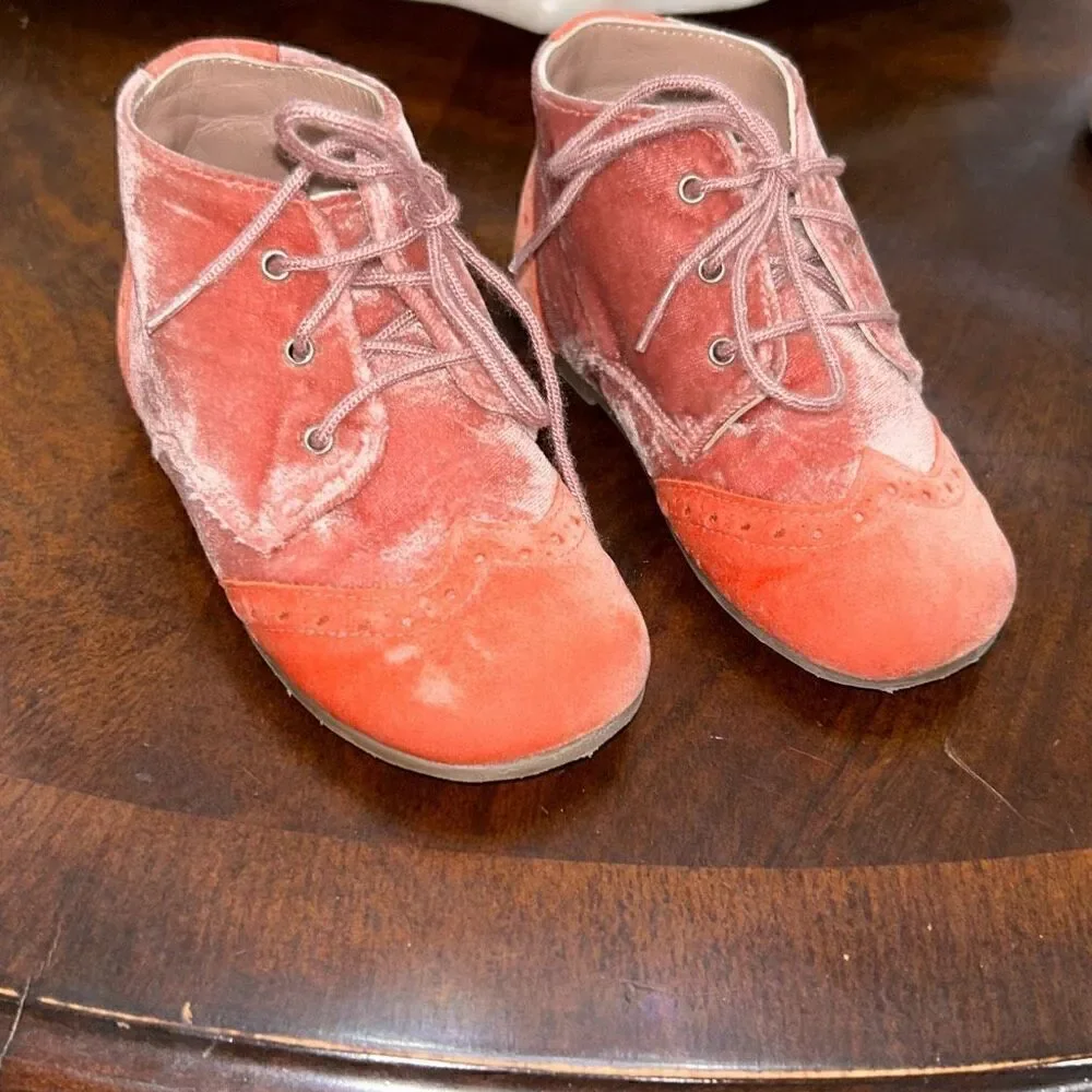 Eli velvet baby boots coral orange sz 24